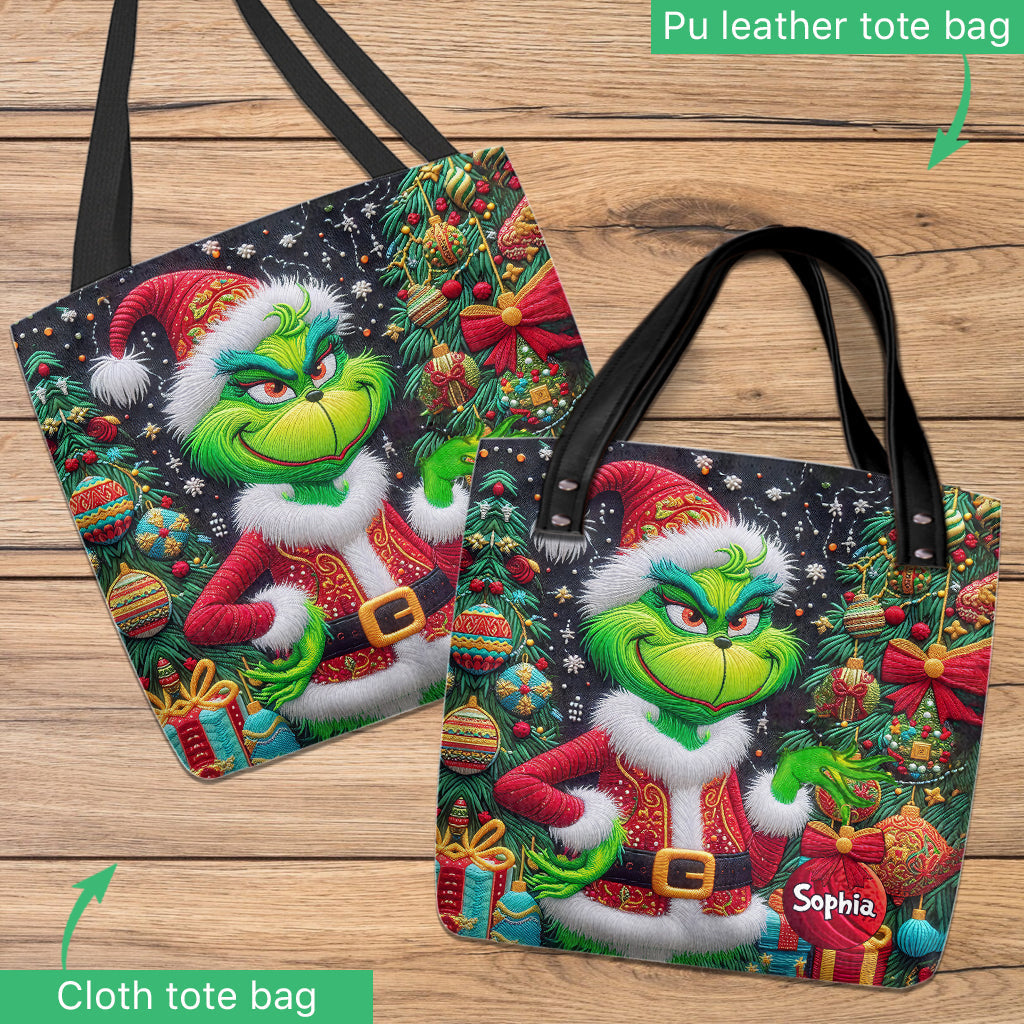 Joyeux Grinchmas - Sac fourre-tout de Noël personnalisé avec étole