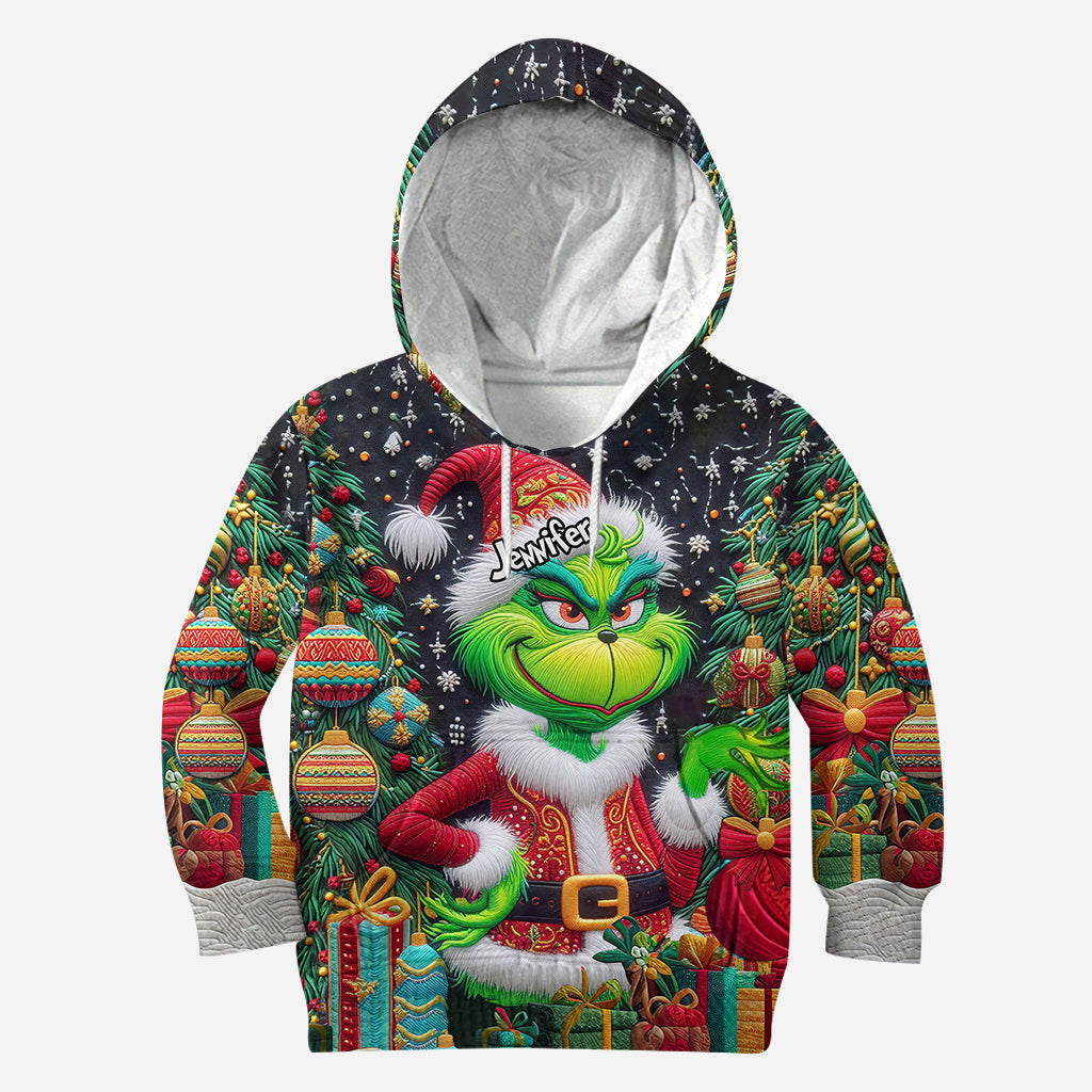 Joyeux Grinchmas ! - Sweat à capuche et legging personnalisés avec étole de Noël