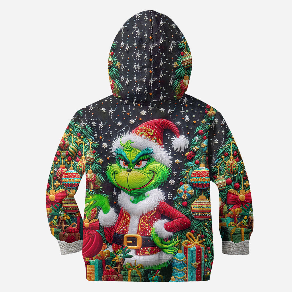Joyeux Grinchmas ! - Sweat à capuche et legging personnalisés avec étole de Noël