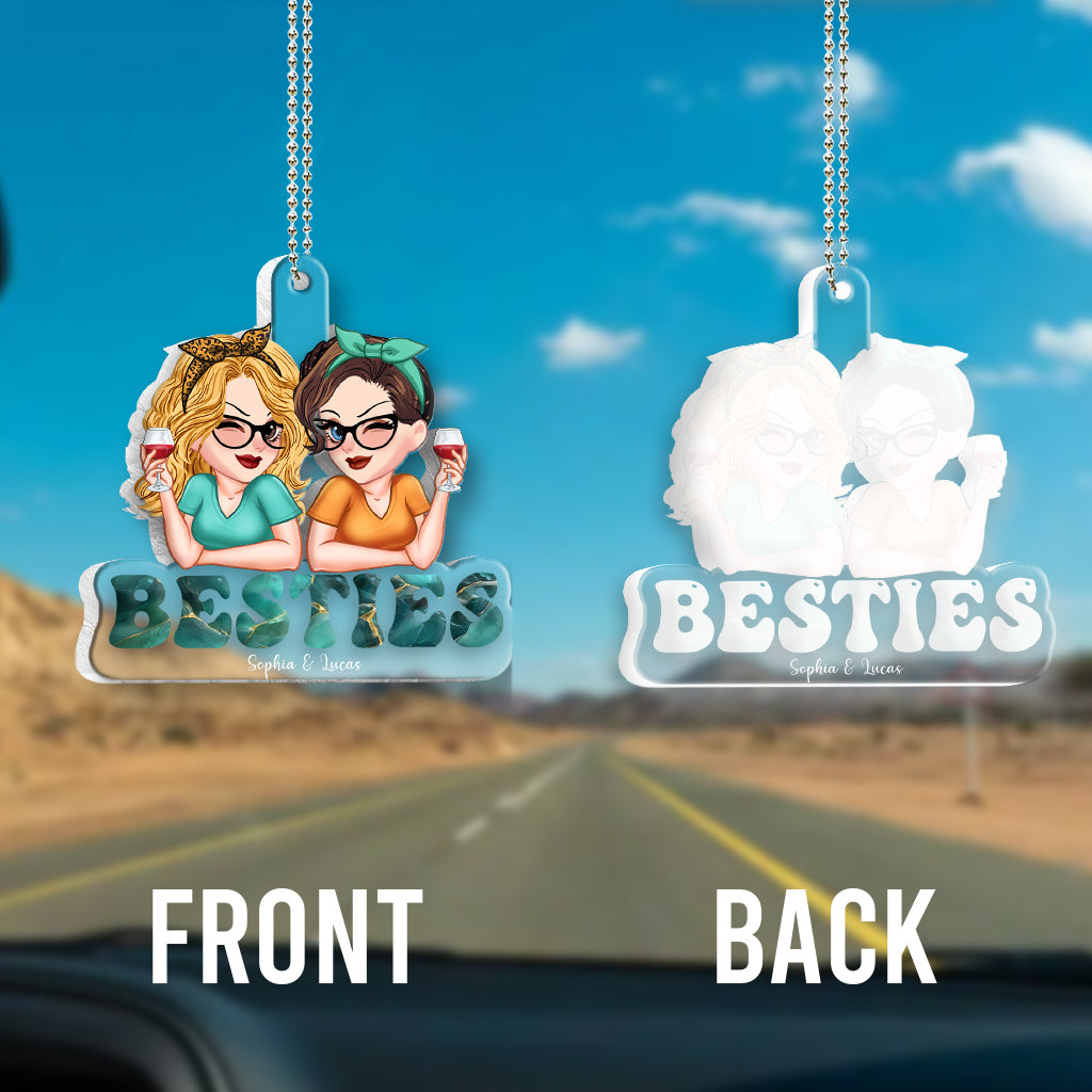 Besties Forever - Personalized Bestie Custom Shaped Car Ornament