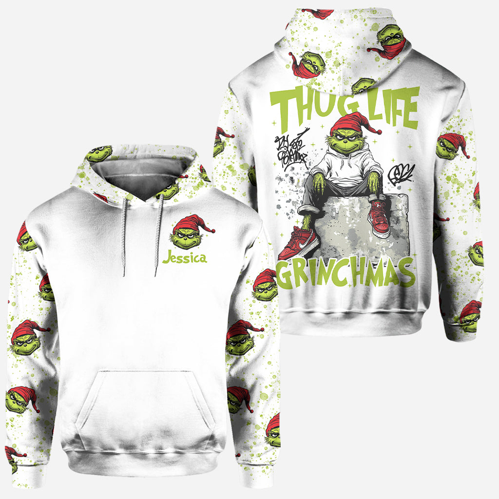 Joyeux Grinchmas ! - Sweat à capuche et legging personnalisés avec étole de Noël