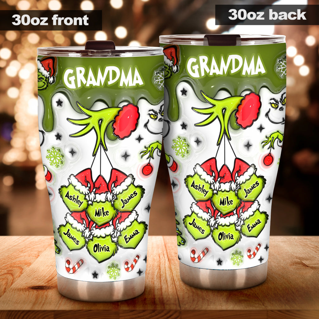 Gobelet de Noël personnalisé « Flocons de neige verts » (titre au choix)