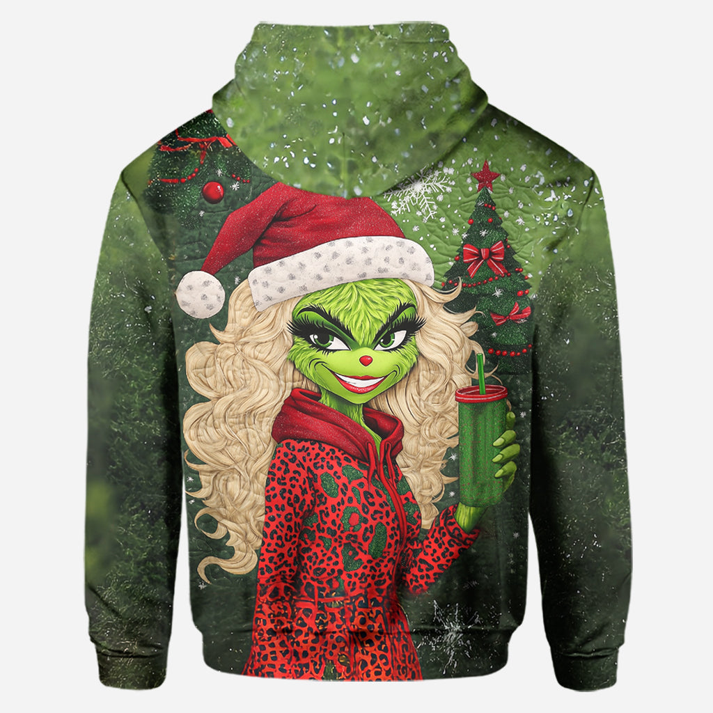 Magnifique Dame Verte - Étole personnalisée, sweat à capuche et leggings de Noël