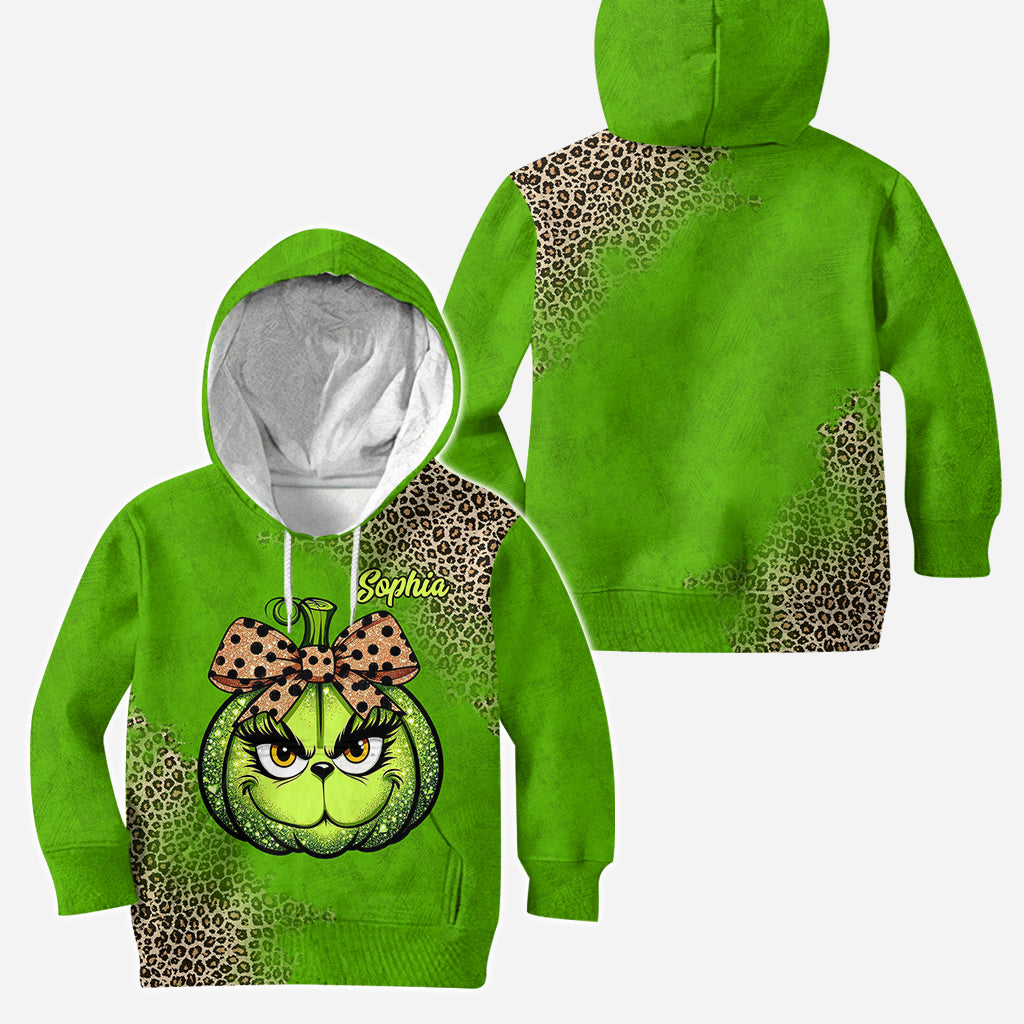 Citrouille verte - Sweat à capuche et leggings personnalisés avec étole de Noël