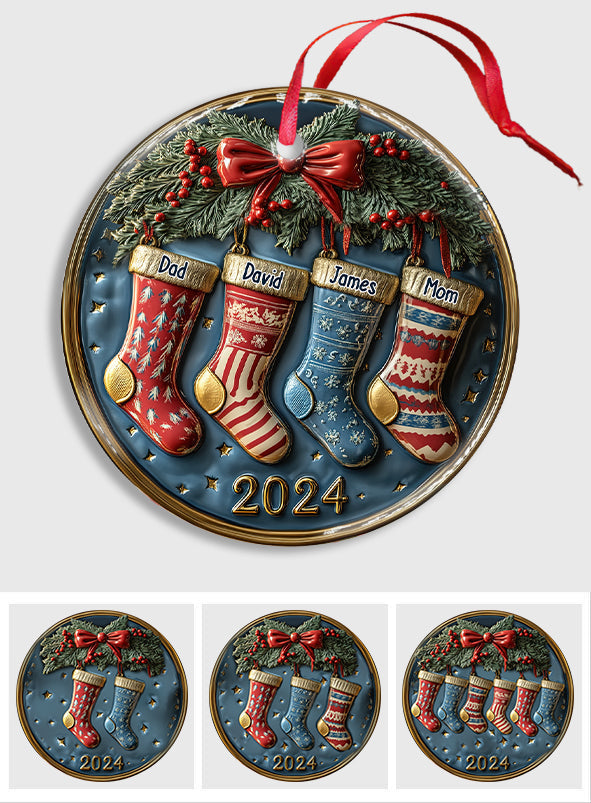Family Socks - Personalized Family Ceramic Circle Ornament