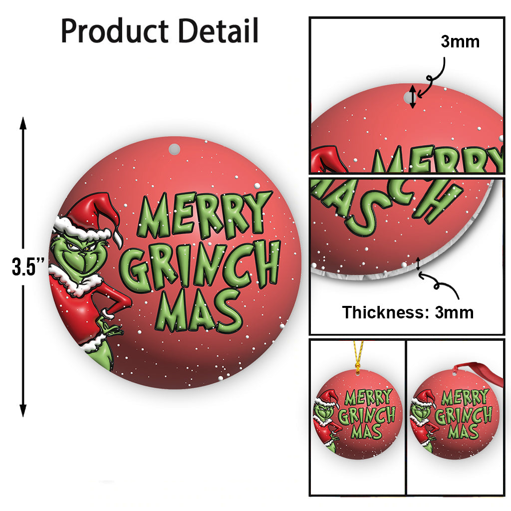 Joyeux Noël en famille Grinch - Ornement de Noël personnalisé en forme d'étole