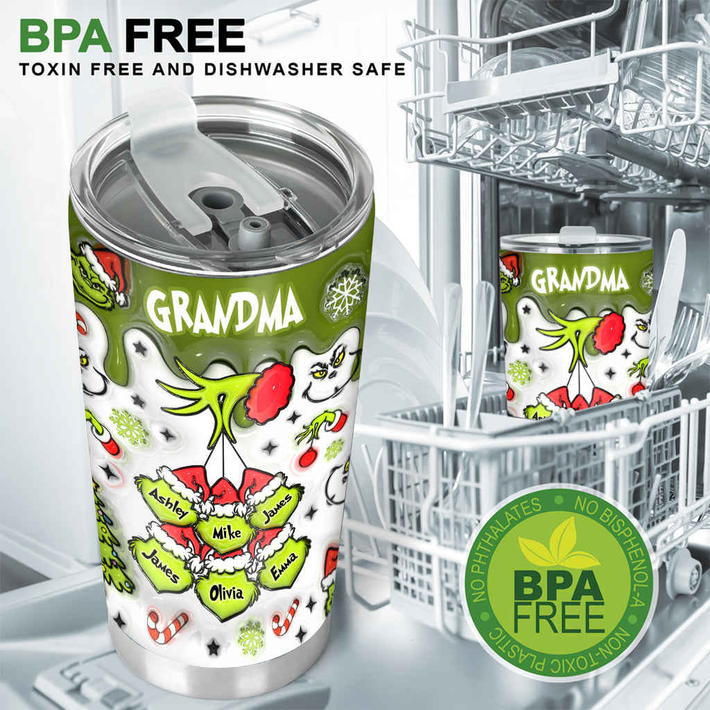 Gobelet de Noël personnalisé « Flocons de neige verts » (titre au choix)