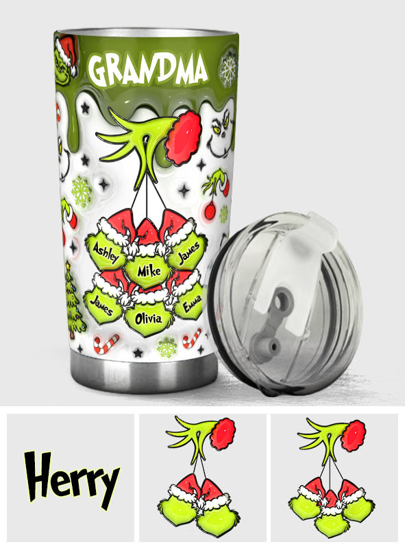 Gobelet de Noël personnalisé « Flocons de neige verts » (titre au choix)