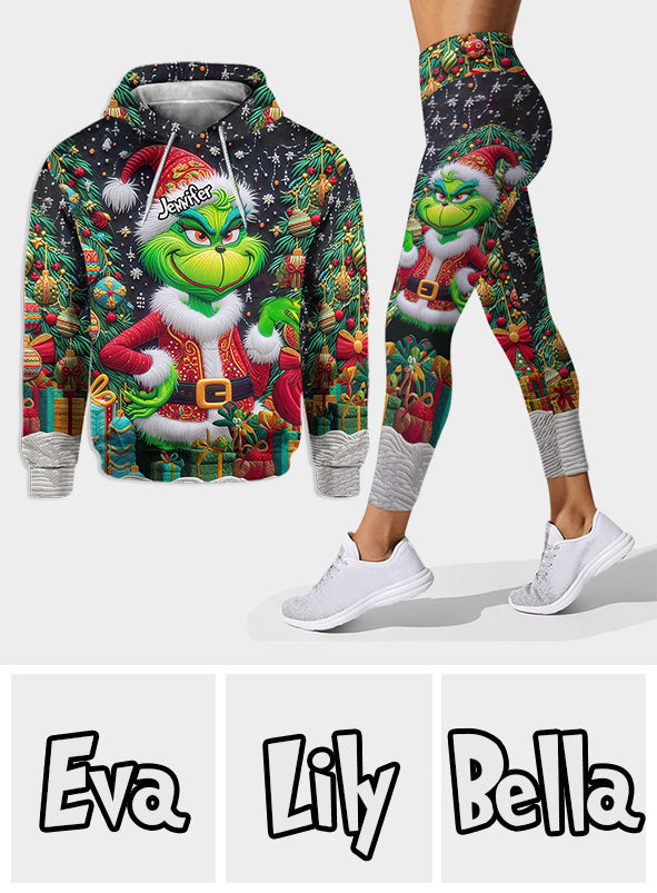 Joyeux Grinchmas ! - Sweat à capuche et legging personnalisés avec étole de Noël