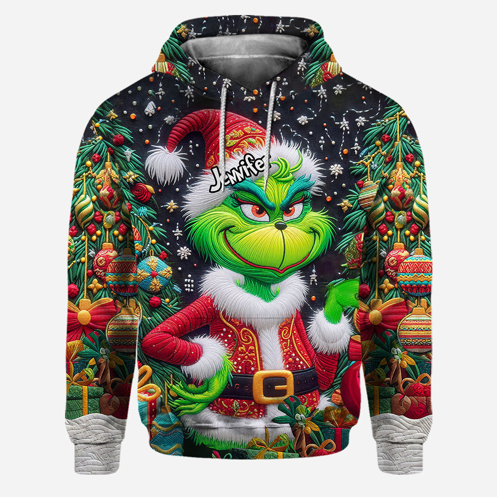 Joyeux Grinchmas ! - Sweat à capuche et legging personnalisés avec étole de Noël