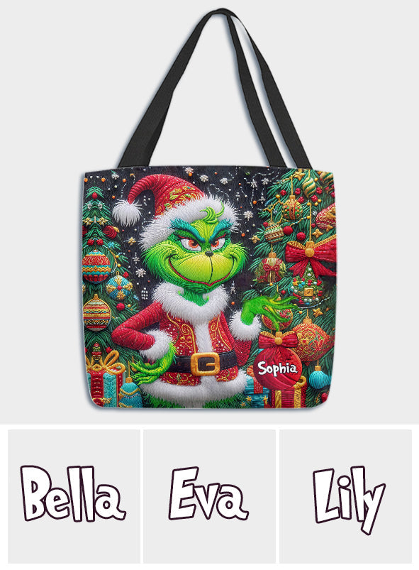 Joyeux Grinchmas - Sac fourre-tout de Noël personnalisé avec étole