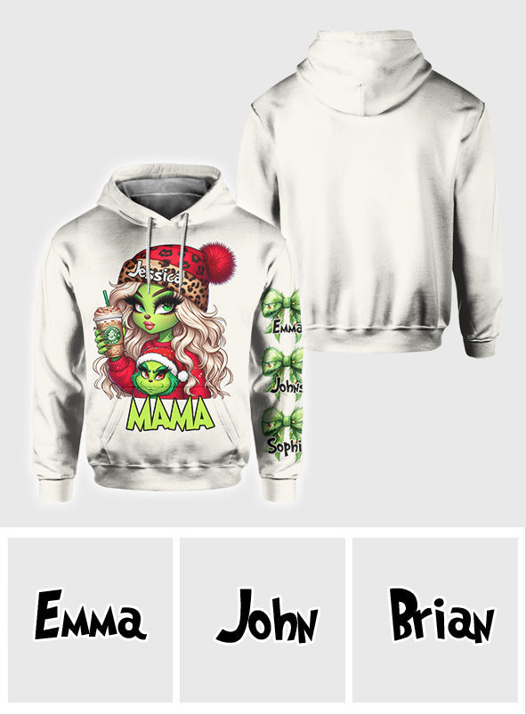 T-shirt personnalisé « Noël Grinchy » avec motif étole de Noël, disponible en plusieurs titres.