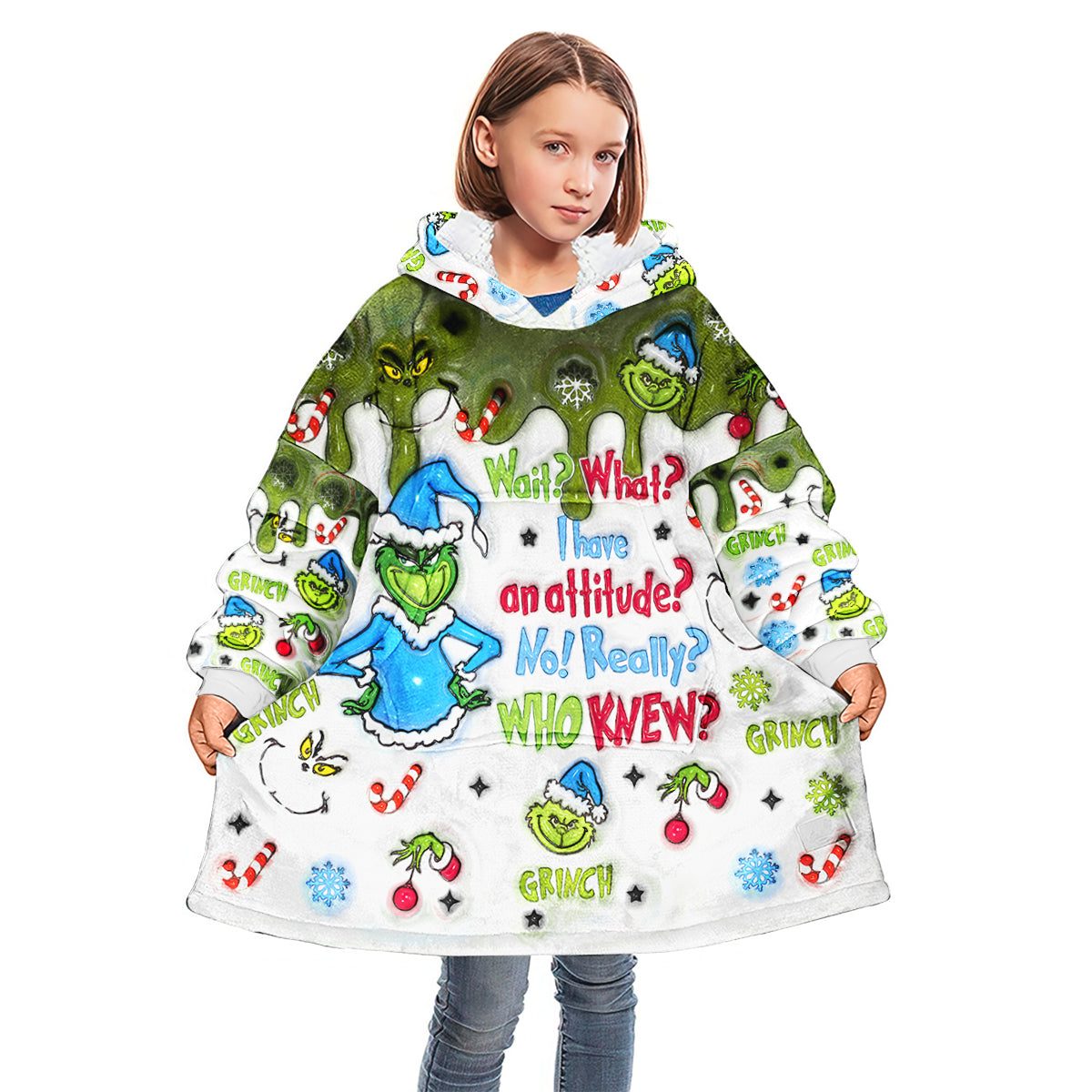 Attendez, quoi ? J'ai du caractère ! - Sweat à capuche personnalisé avec étole de Noël