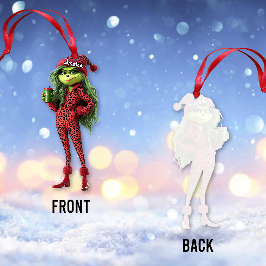 Belle Dame Grinch - Étole de Noël personnalisée - Ornement transparent