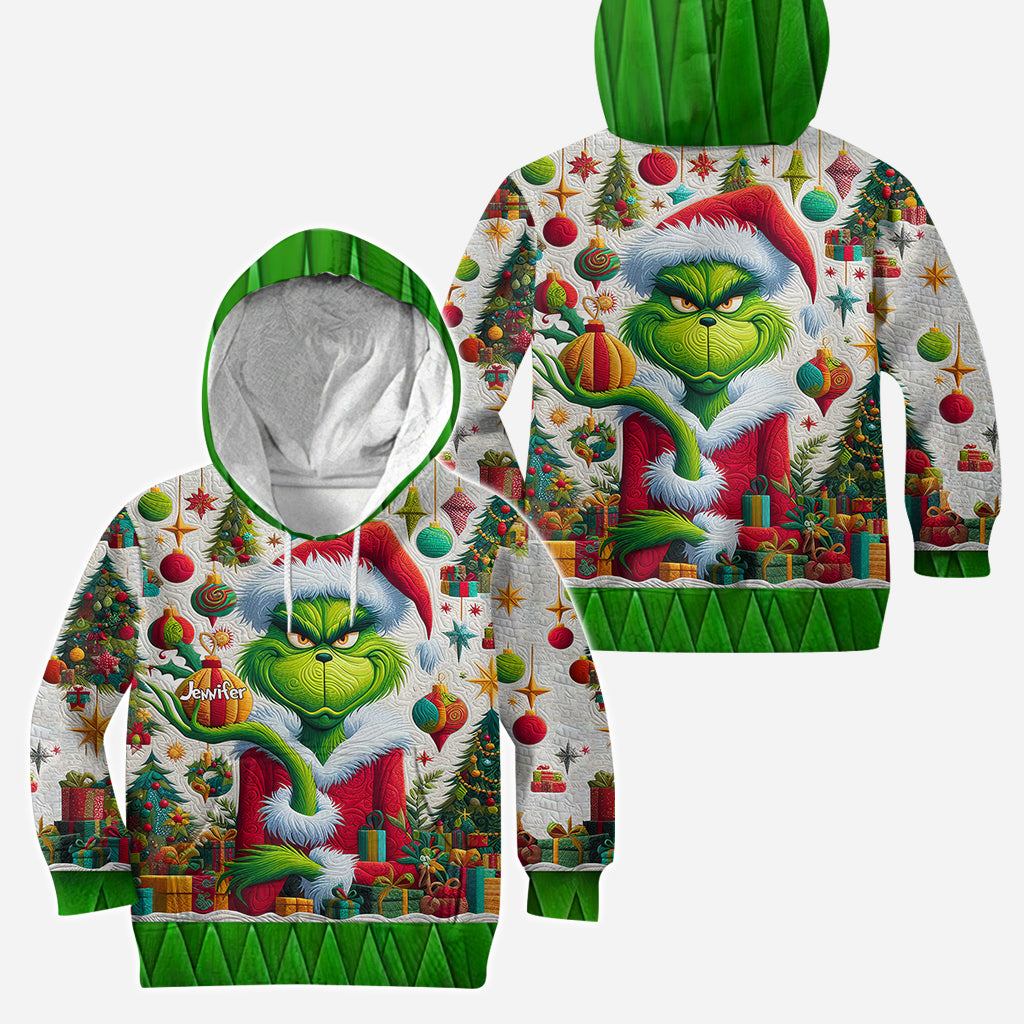 Joyeux Grinchmas ! - Sweat à capuche et legging personnalisés avec étole de Noël