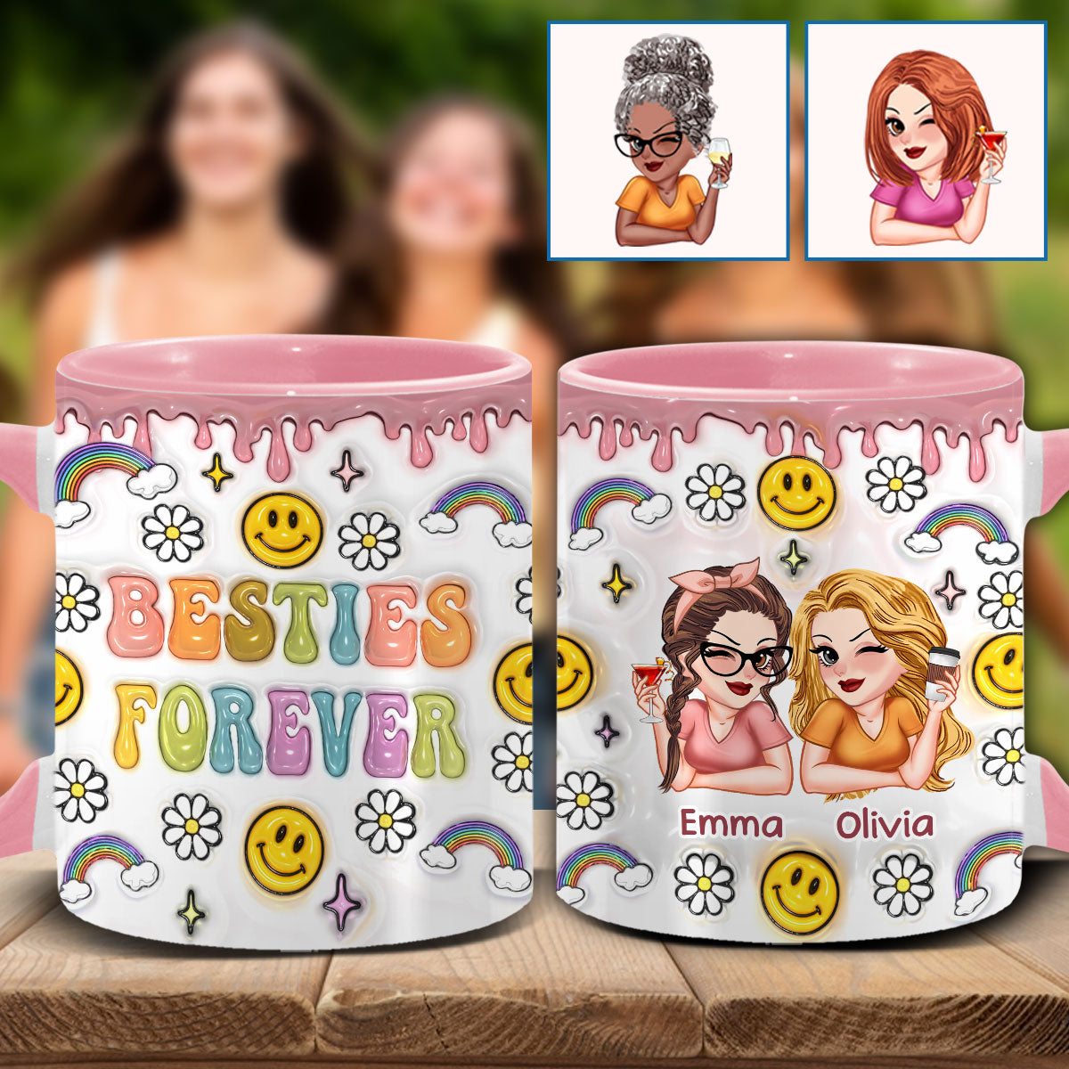 Besties Forever - Personalized Bestie Accent Mug
