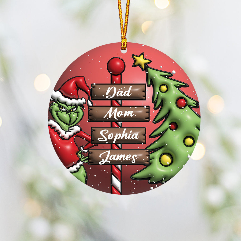 Joyeux Noël en famille Grinch - Ornement de Noël personnalisé en forme d'étole