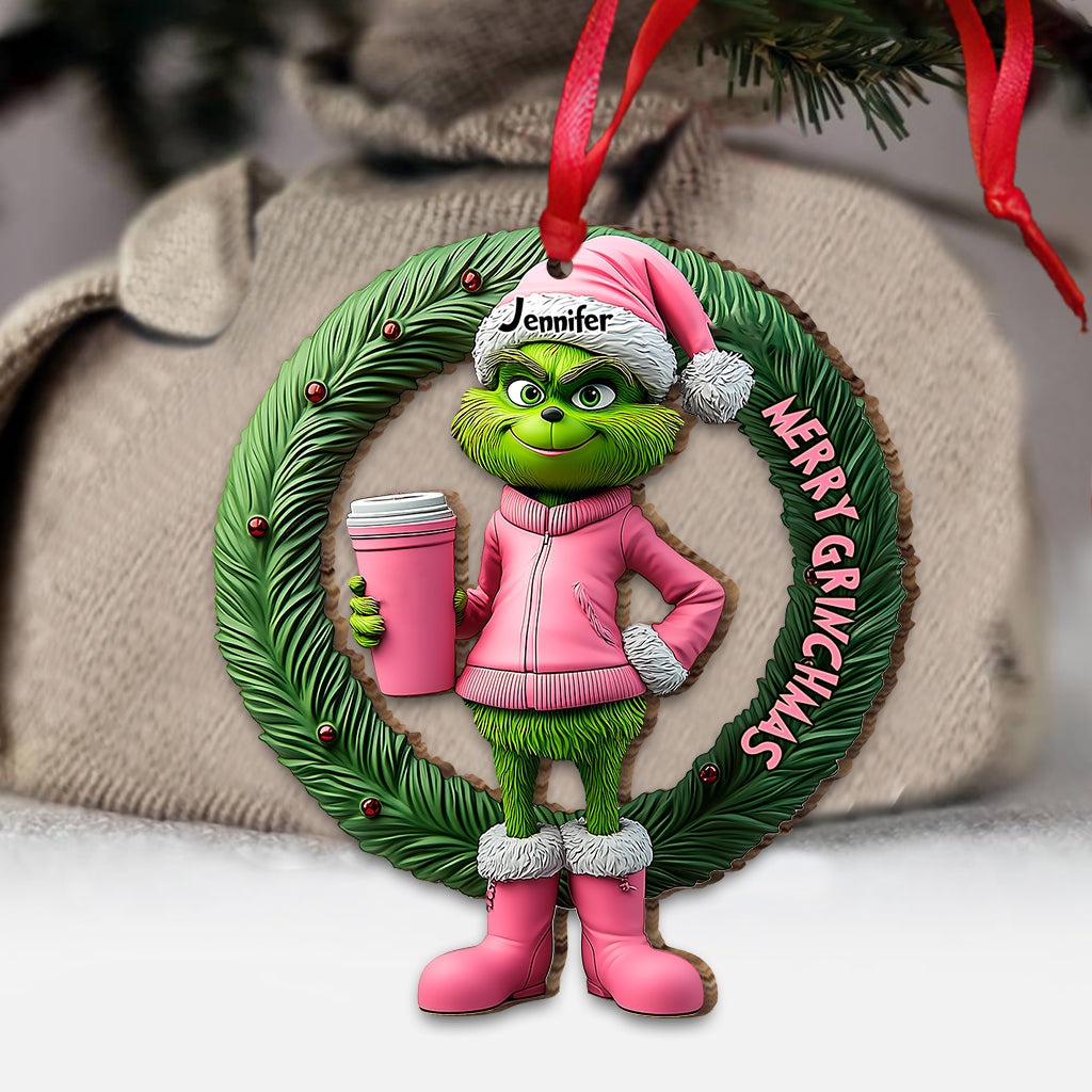 Grinchy Dame Verte - Ornement de Noël personnalisé en forme d'étole