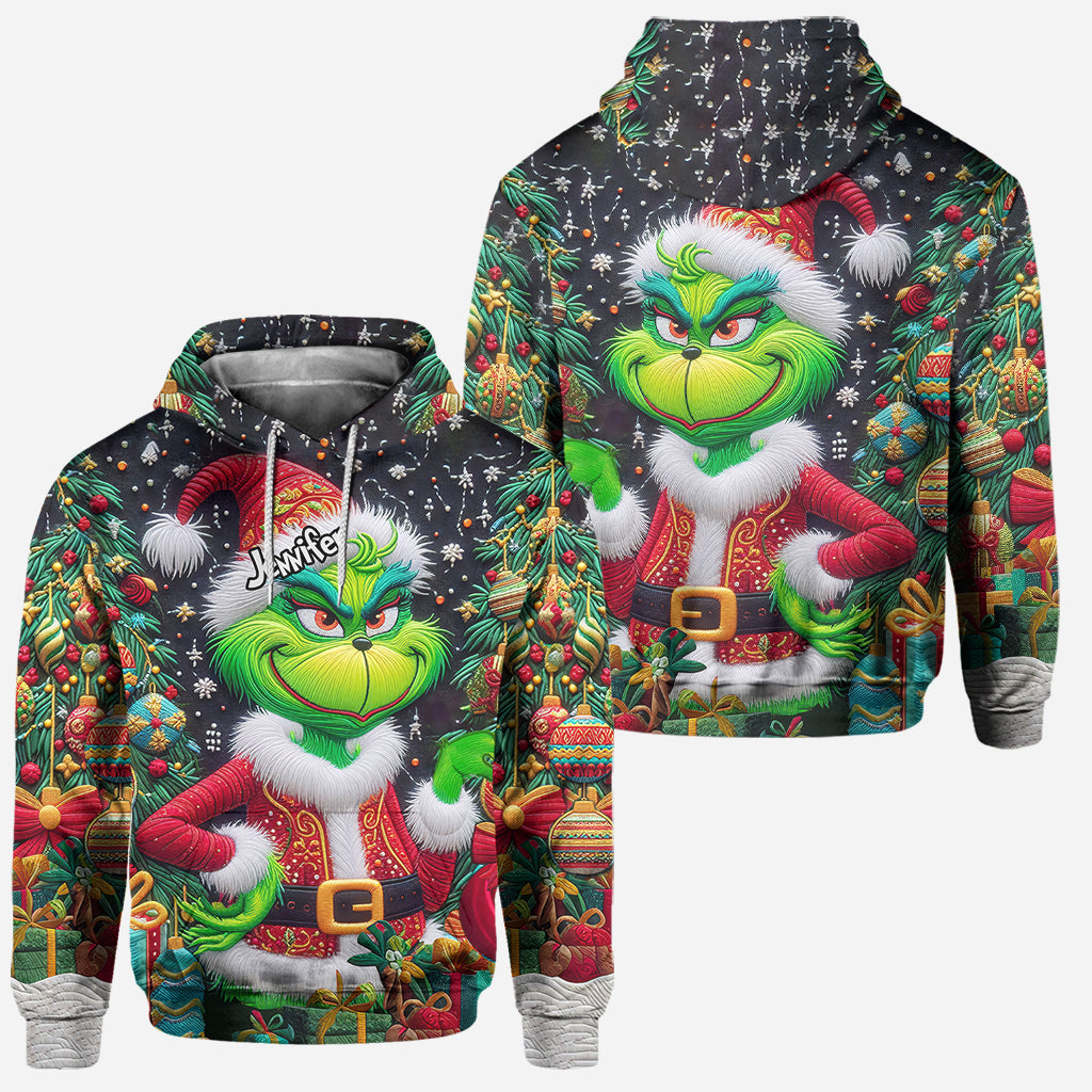 Joyeux Grinchmas ! - Sweat à capuche et legging personnalisés avec étole de Noël