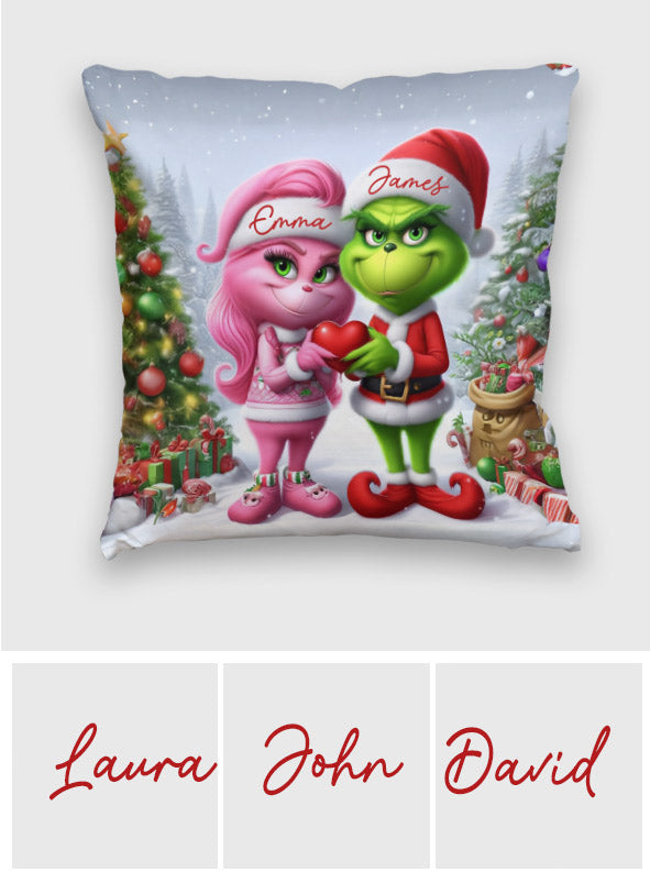 Merry Grinchmas - Personalized Stole Christmas Throw Pillow