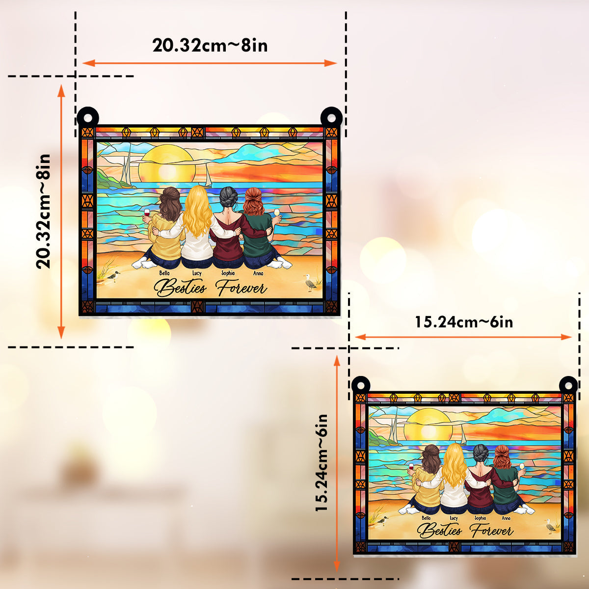 Meilleures amies pour toujours - Attrape-soleil personnalisé à suspendre à la fenêtre 