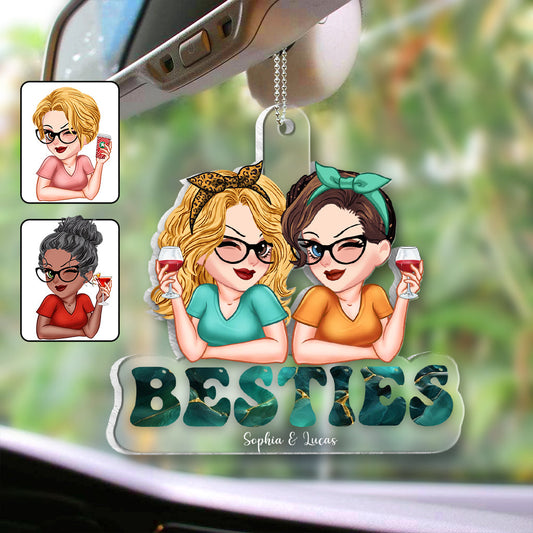 Besties Forever - Personalized Bestie Custom Shaped Car Ornament