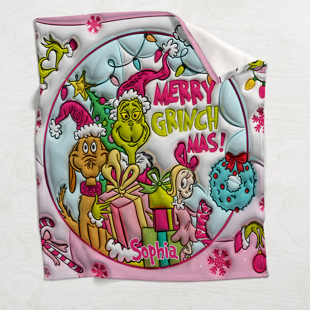 Merry Grinchmas - Personalized Stole Christmas Blanket