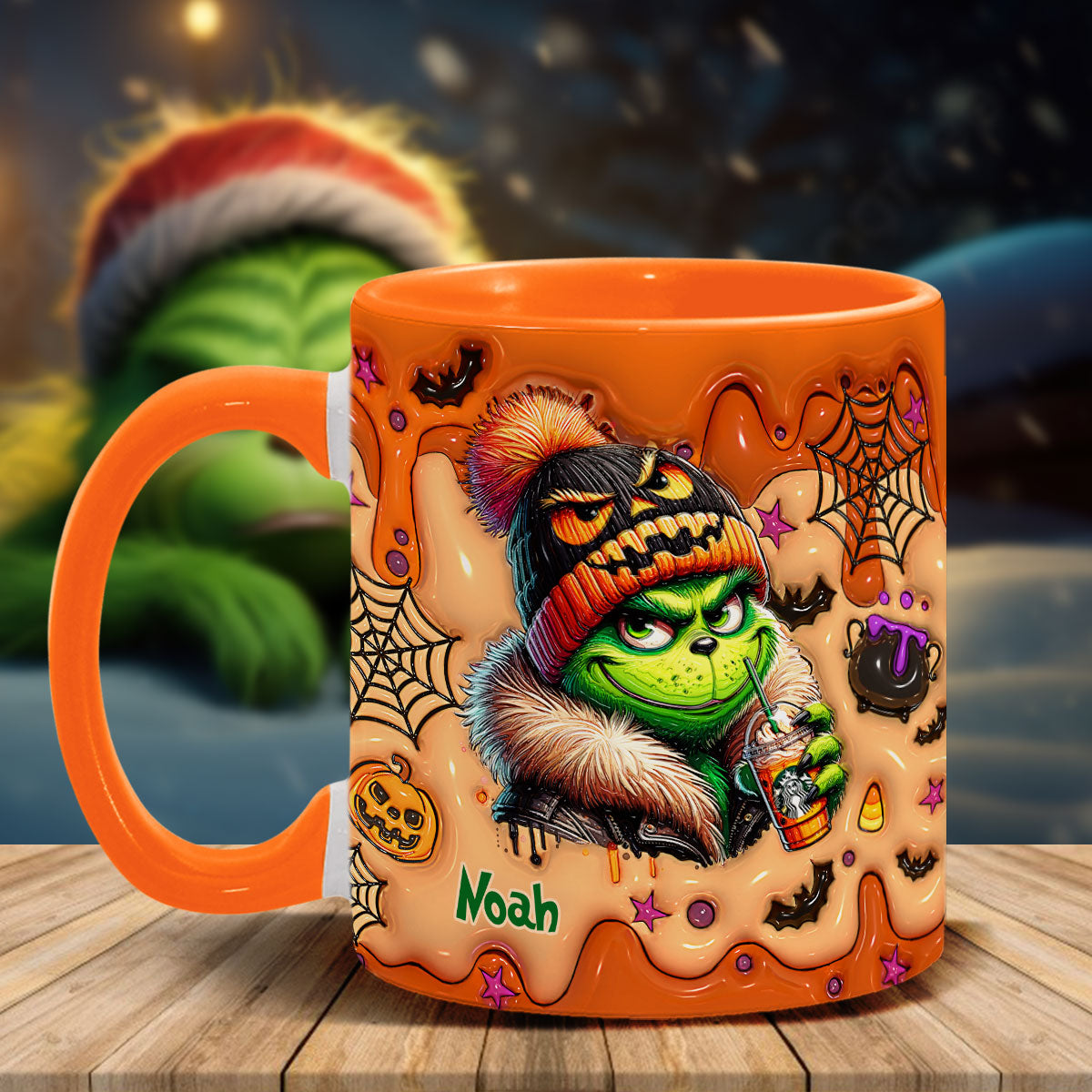 Mug décoratif vert Halloween - Étole de Noël personnalisée