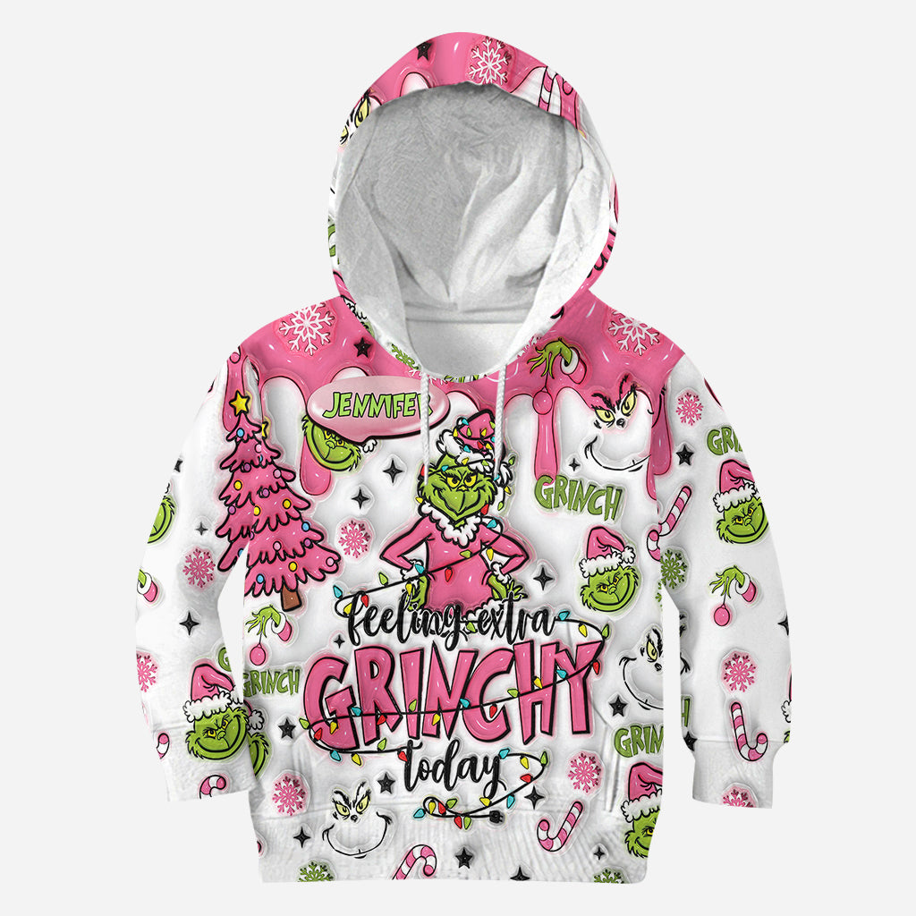 Personnalisation possible avec n'importe quel nom. Envie de faire la Grinche aujourd'hui ? Sweat à capuche et legging personnalisés avec étole de Noël.