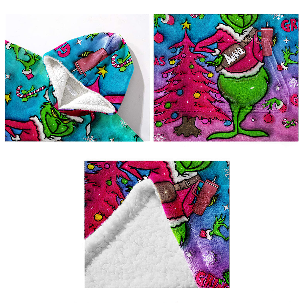 Holo Christmas - Couverture-sweat à capuche personnalisée avec étole de Noël