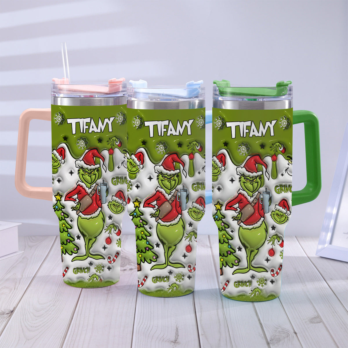 Merry Grinchmas - Personalized Stole Christmas Tumbler With Handle