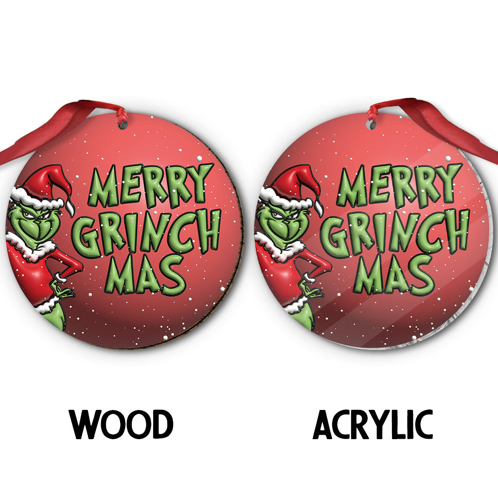 Joyeux Noël en famille Grinch - Ornement de Noël personnalisé en forme d'étole
