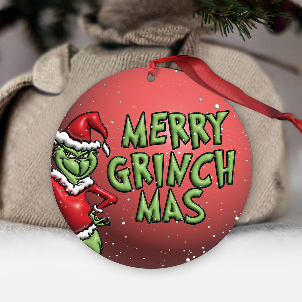 Joyeux Noël en famille Grinch - Ornement de Noël personnalisé en forme d'étole