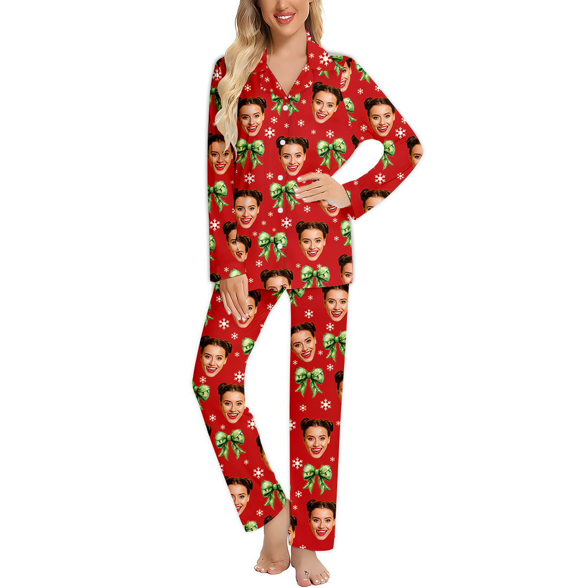 Pyjama de Noël Coquette Grinchmas - Étole personnalisée et chemise à boutons