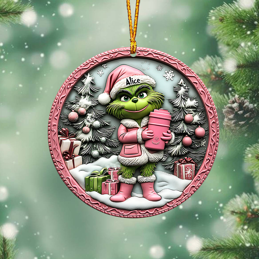 Grinchy Dame Verte - Ornement de Noël personnalisé en forme d'étole