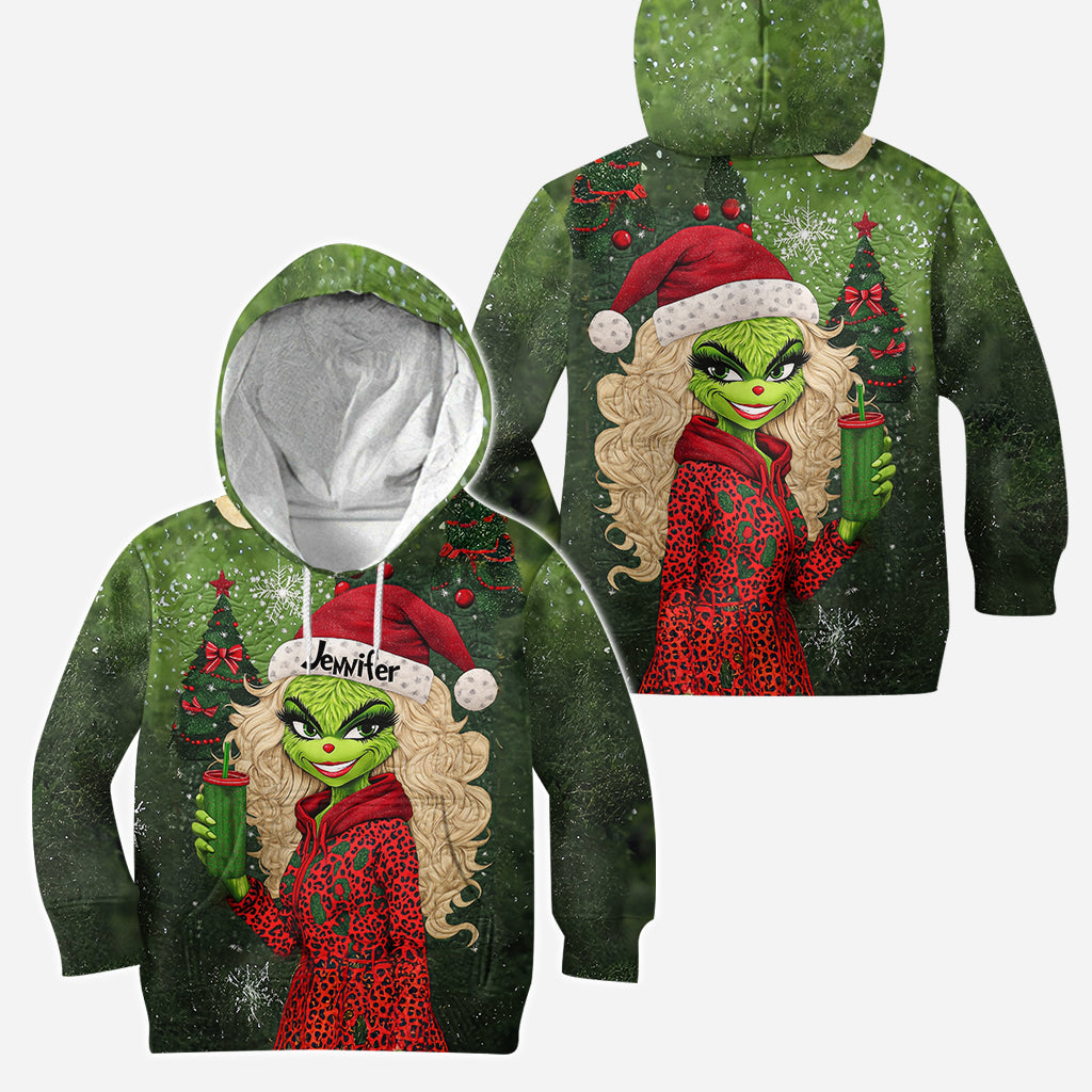 Magnifique Dame Verte - Étole personnalisée, sweat à capuche et leggings de Noël