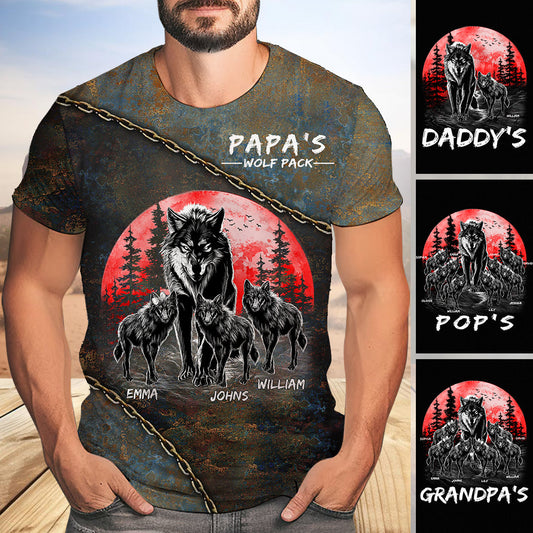 Papa Wolf Pack - T-shirt personnalisé pour père