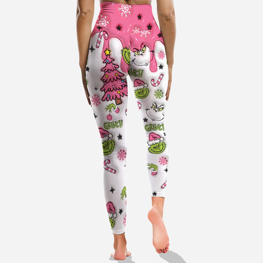 Personnalisation possible avec n'importe quel nom. Envie de faire la Grinche aujourd'hui ? Sweat à capuche et legging personnalisés avec étole de Noël.