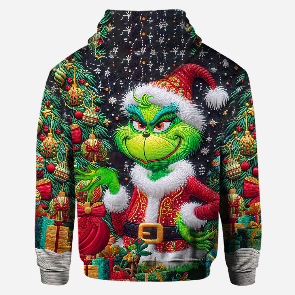 Joyeux Grinchmas ! - Sweat à capuche et legging personnalisés avec étole de Noël
