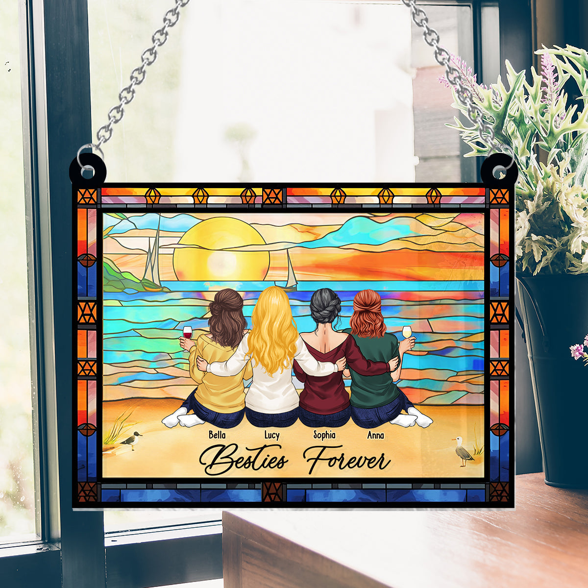 Meilleures amies pour toujours - Attrape-soleil personnalisé à suspendre à la fenêtre 
