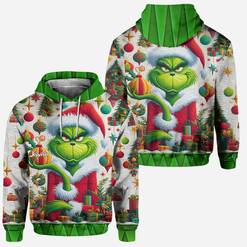 Joyeux Grinchmas ! - Sweat à capuche et legging personnalisés avec étole de Noël