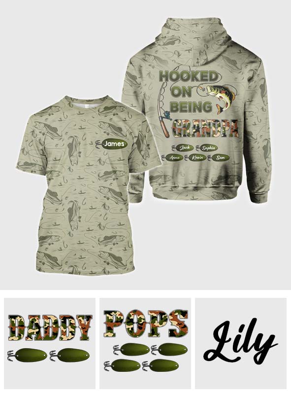 Accro à être papa/grand-père... - T-shirt de pêche personnalisé
