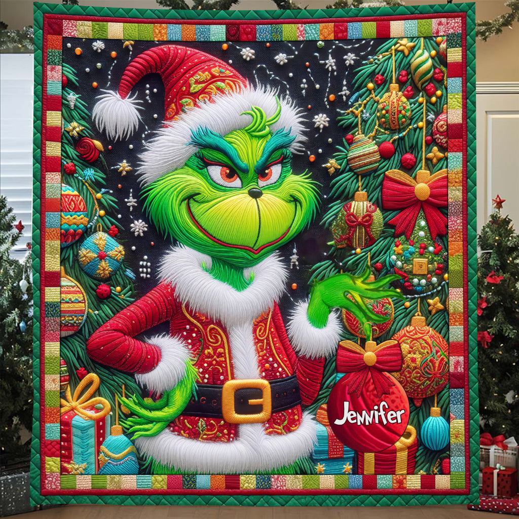 Joyeux Grinchmas - Couverture de Noël personnalisée avec étole