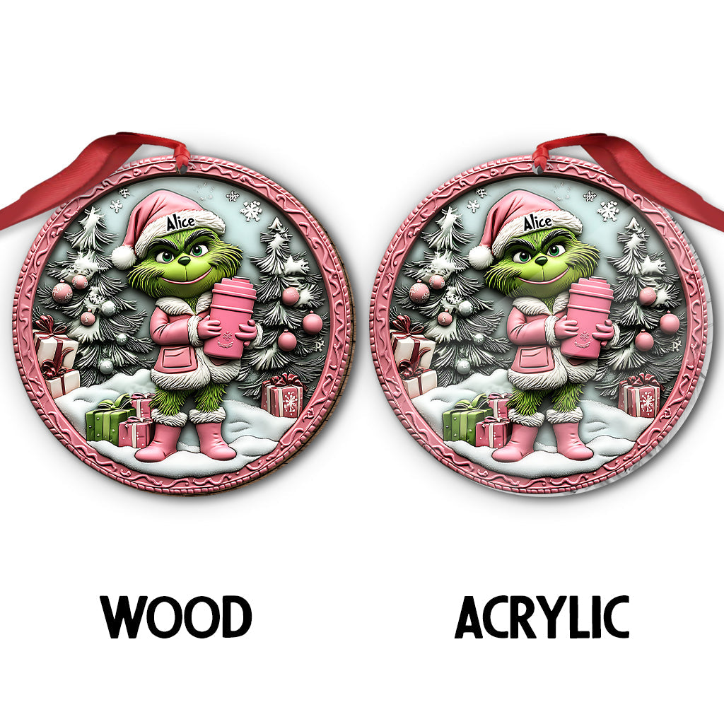 Grinchy Dame Verte - Ornement de Noël personnalisé en forme d'étole