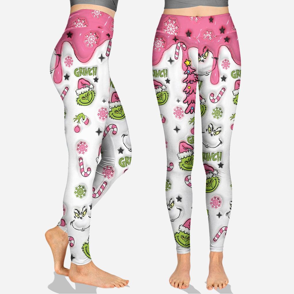 Personnalisation possible avec n'importe quel nom. Envie de faire la Grinche aujourd'hui ? Sweat à capuche et legging personnalisés avec étole de Noël.