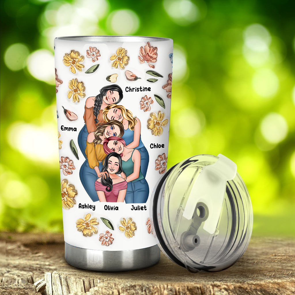 Gobelet personnalisé « Meilleures amies pour toujours » style floral - Gobelet pour meilleures amies