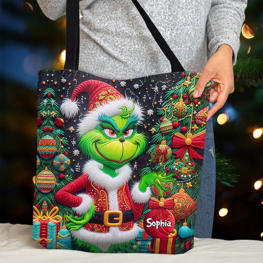 Joyeux Grinchmas - Sac fourre-tout de Noël personnalisé avec étole