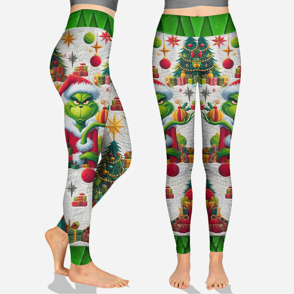 Joyeux Grinchmas ! - Sweat à capuche et legging personnalisés avec étole de Noël