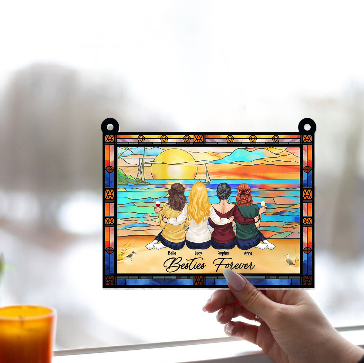 Meilleures amies pour toujours - Attrape-soleil personnalisé à suspendre à la fenêtre 
