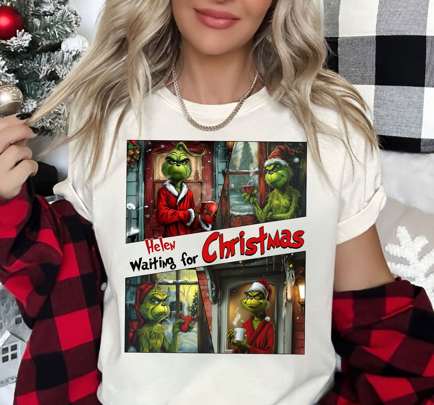 En attendant Noël - T-shirt et sweat à capuche personnalisés « Étole de Noël »